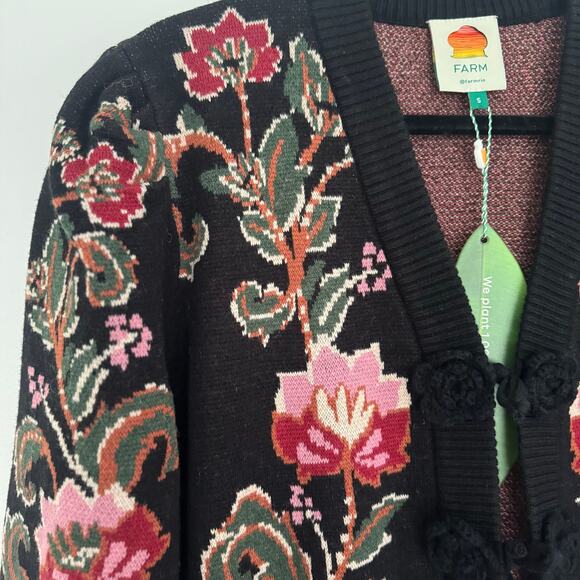 Farm Rio Black Ravenala Knit Midi Cardigan - Picture 4 of 7